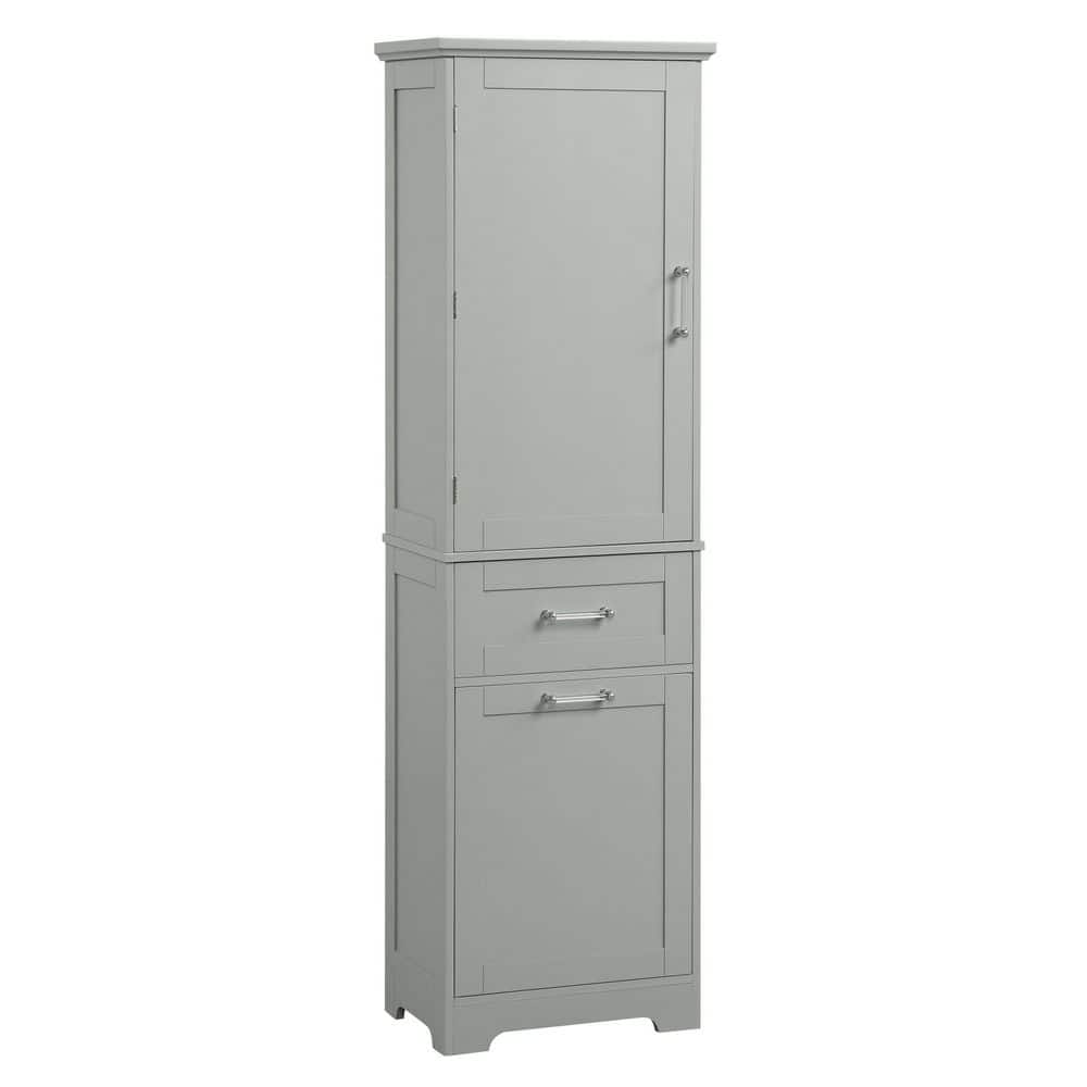20 in. W x 13.5 in. D x 68 in. H Gray MDF Freestanding Linen Cabinet with Door and Drawers, Adjustable Shelf price history on PriceWatchPro