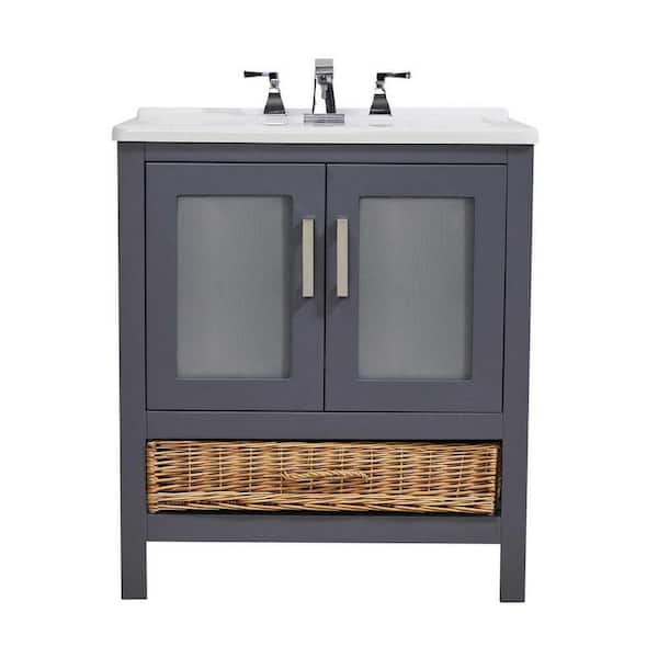 stufurhome Stufurhome Rhodes 30 in. x 34 in. Grey Engineered Wood Laundry Sink with a Basket Included