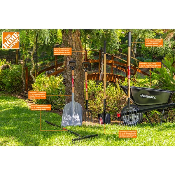 47 in. Wood Handle 10-Tines Welded Bedding Garden Fork