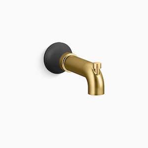 Tone Wall-Mount Bath Spout with Diverter in Matte Black with Moderne Brass