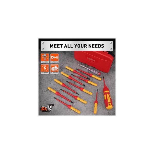 YICHUHAOXI 1000V Insulated 13-Piece Red Hand Tool Set Chrome