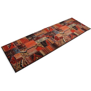 Antique Collection Series Patchwork Kilim Teracotta 35 in. x 19 ft. Your Choice Length Stair Runner