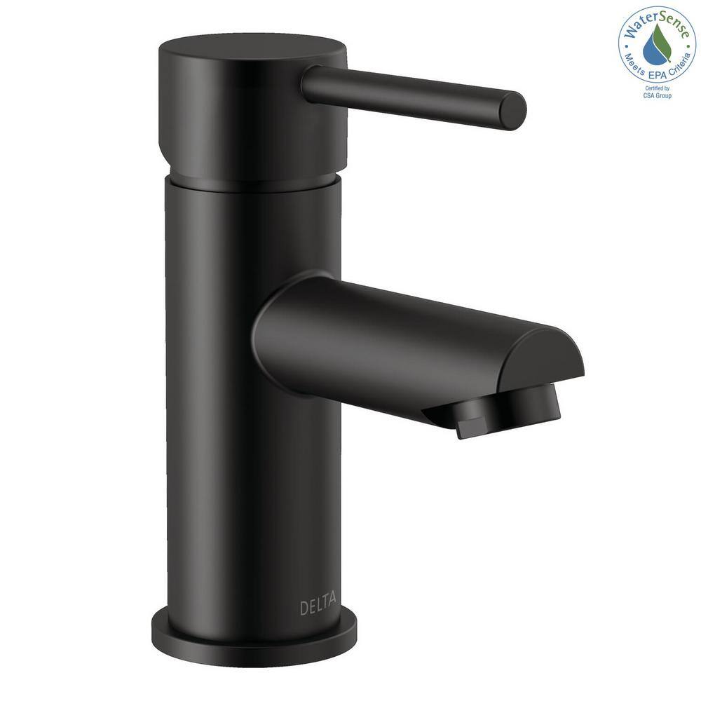Sleek Matte Black Single Hole Brass Bathroom Faucet with Drain