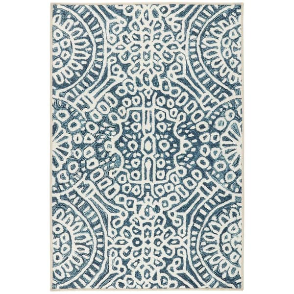 Temple Machine Washable Ink 4 ft. x 6 ft. Indoor Area Rug