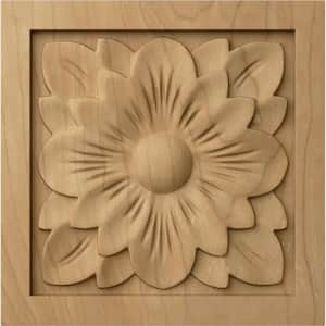 5-1/8 in. x 1 in. x 5-1/8 in. Unfinished Wood Maple Large Dogwood Flower Rosette