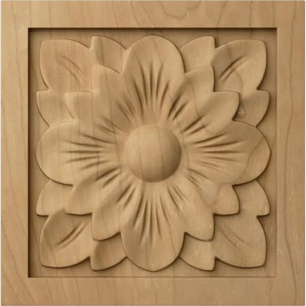 Ekena Millwork 5-1/8 in. x 1 in. x 5-1/8 in. Unfinished Wood Maple Large Dogwood Flower Rosette