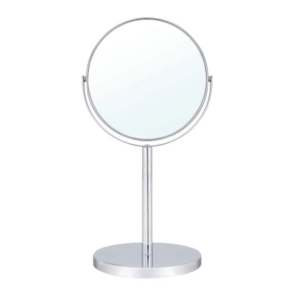 MODONA 6 in. 2-Sided 1X and 5X 14 in. Counter Top Magnifying Makeup Mirror in Polished Chrome