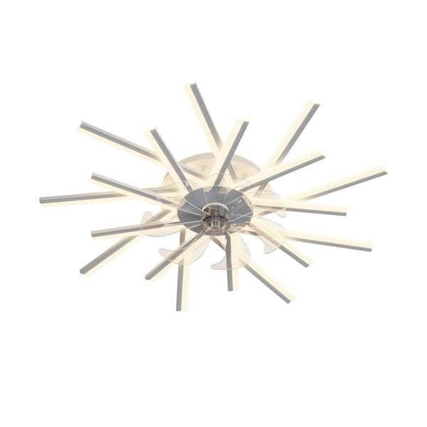 36 in. Indoor White Ceiling Fan with Light, Flush Mount Ceiling Fan with Remote App Control, Dimmable, 3-Color, 6-Speeds