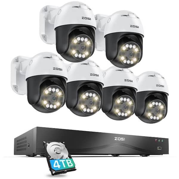 4K 8MP 16-Channel 4TB NVR Home Security Camera System with 6 360°Pan Tilt Wired Outdoor Cameras, 32CH Expandable