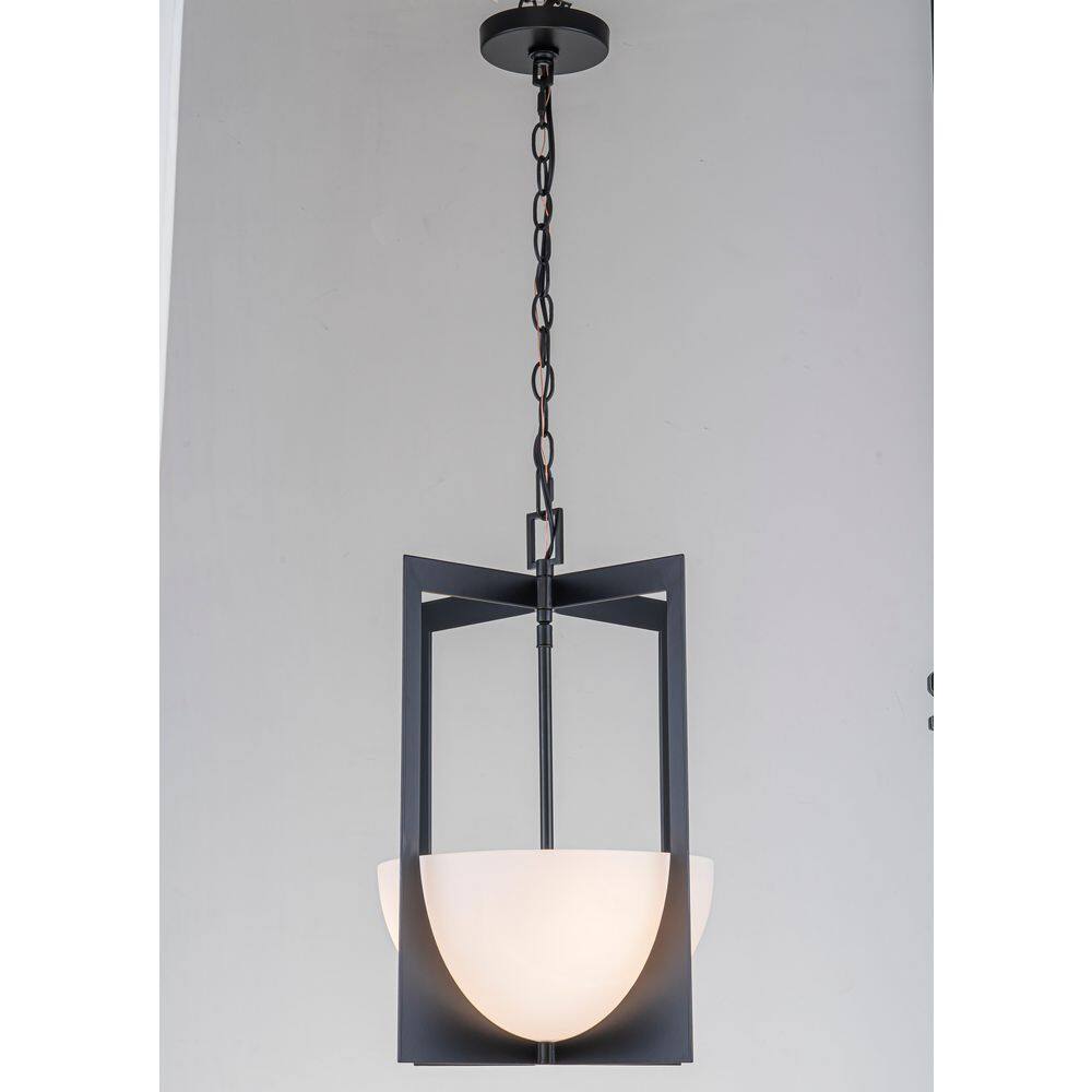 14 in. 3-Light Modern Industrial Matte Black Square Chandelier with White Frosted Glass for Entryway price history on PriceWatchPro