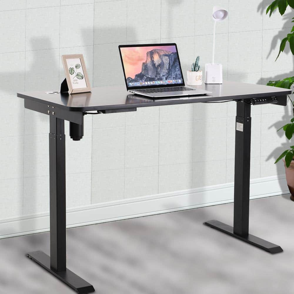 JOY worker Electric Height Adjustable Standing Desk, White Whole Piece 48 x  24 Inches Sit Stand Up Desk with Memory Controller, Quick Assembly