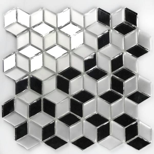 Mirrored Silver Diamond Mosaic 2, Mirrored Mosaic Tiles