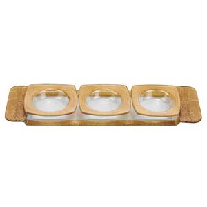 18 in. L x 2 in. H Handcrafted Gold Decor Glass Serving Set 4-Piece