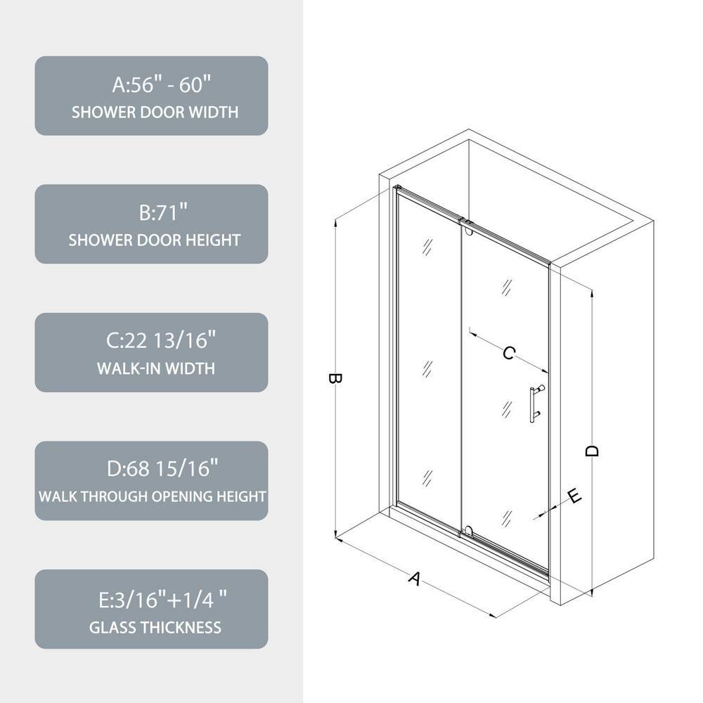 60 in. Chrome Framed Pivot Shower Door with Clear Glass