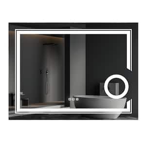 36 in. W x 28 in. H Large Rectangular Frameless Antifog Magnifier Backlit Led Wall Bathroom Vanity Mirror Makeup Shaving