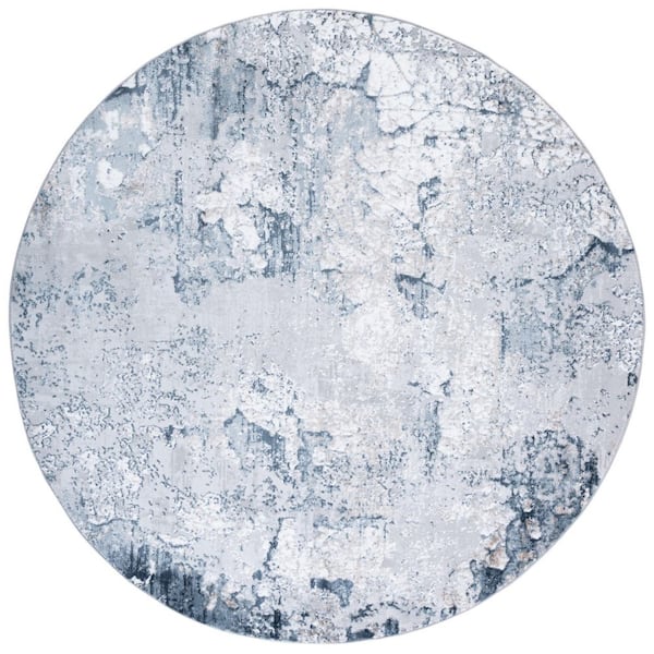 SAFAVIEH Carter 7 ft. x 7 ft. Taupe/Navy Abstract Distressed Round Area Rug