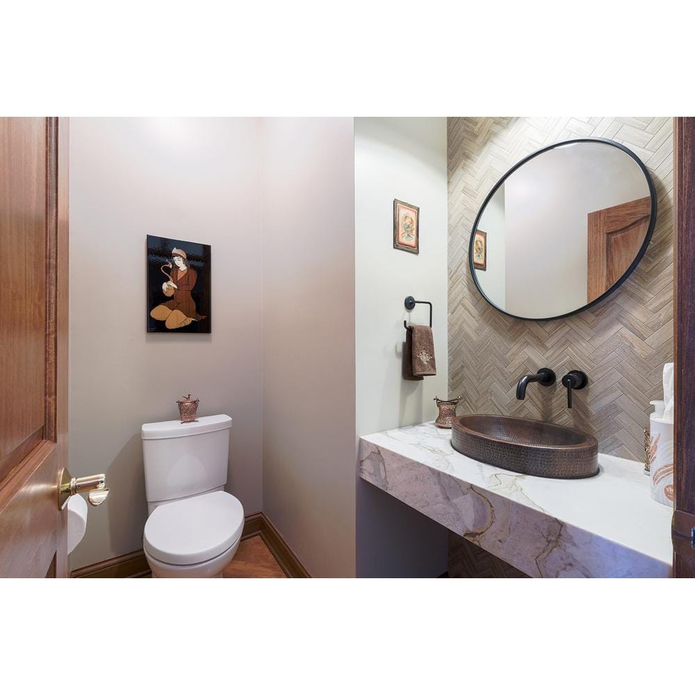 18" Oval Hammered Copper Vessel Sink in Oil Rubbed Bronze