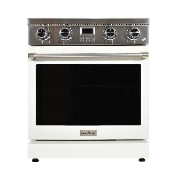 Pro-Style 30 in. 4-Element Slide-In Electric Range with Convection in Stainless Steel with White Oven Door