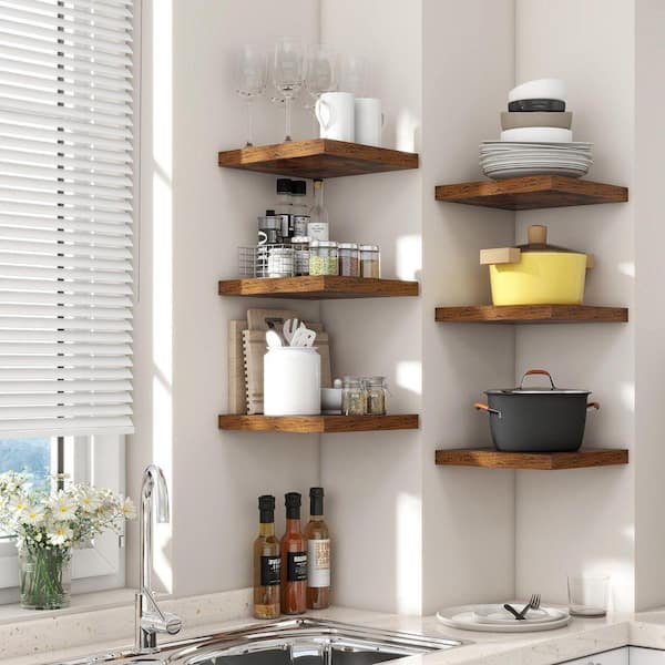 7.75 in. W x 7.75 in. D Square Floating Shelves Rustic Brown Wood