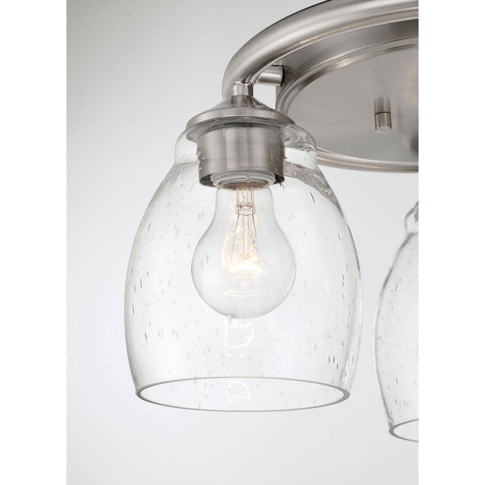 Winsley Brushed Nickel 3-Light Semi-Flush Mount with Clear Seeded Glass
