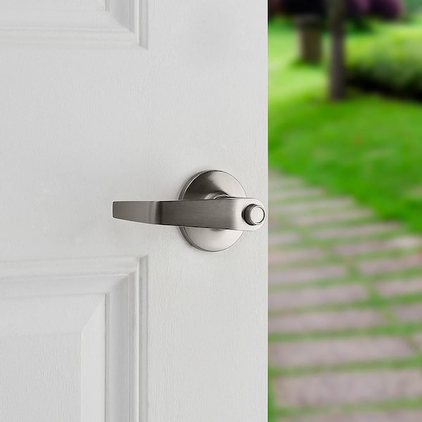 Kwikset Carson Satin Nickel Keyed Entry Door Handle featuring