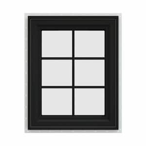 24 in. x 36 in. V-4500 Series Bronze FiniShield Vinyl Right-Handed Casement Window with Colonial Grids/Grilles