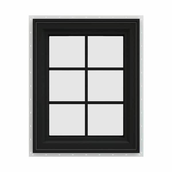 JELD-WEN 24 in. x 36 in. V-4500 Series Bronze FiniShield Vinyl Right-Handed Casement Window with Colonial Grids/Grilles