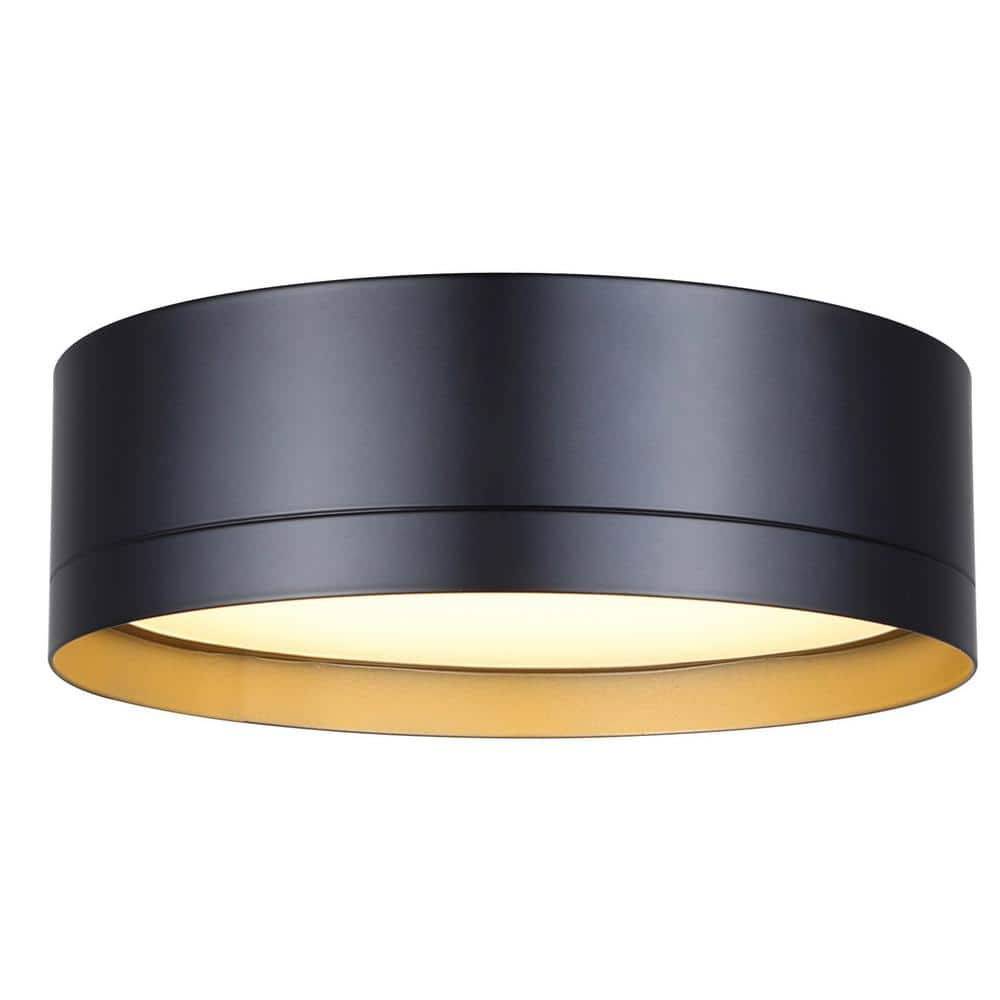 KYRIE 11.75 in. 1-Light Integrated LED Black Modern Flush Mount with Black Metal Shade price history on PriceWatchPro