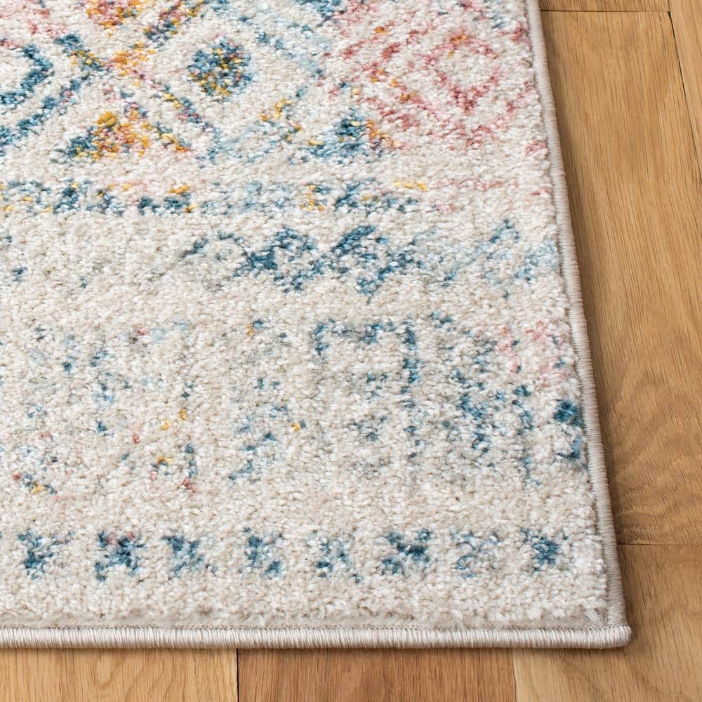 Ivory & Terracotta Hand-Knotted Synthetic 6' x 9' Easy-Care Area Rug