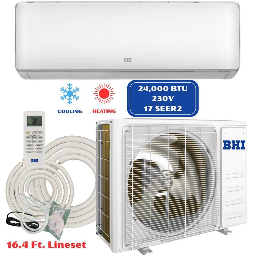 24, 000 BTU 230-Volt, 17 SEER2, 1200 sq. ft. Inverter Ductless Mini Split Air Conditioner w/Heat Pump, 16.4 ft. Lineset price history on PriceWatchPro