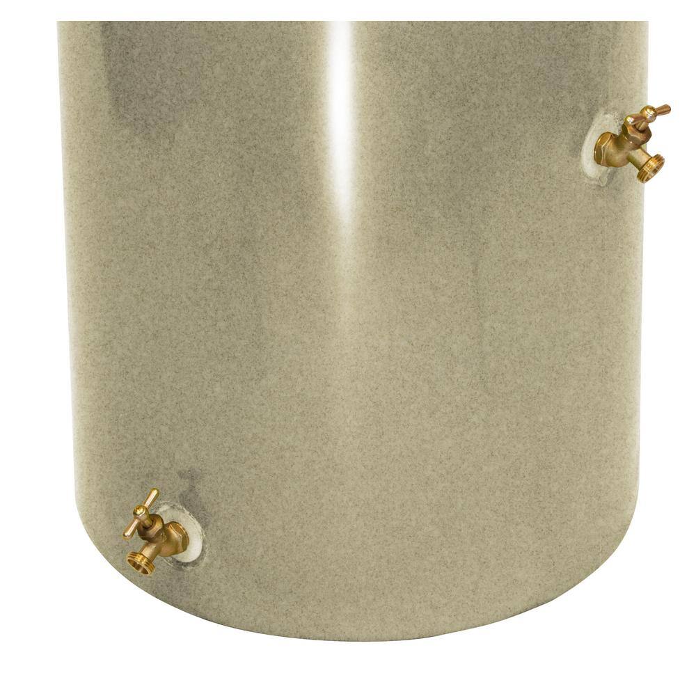 Sandstone 50 Gallon Reflective Planter Rain Barrel with Brass Spigots
