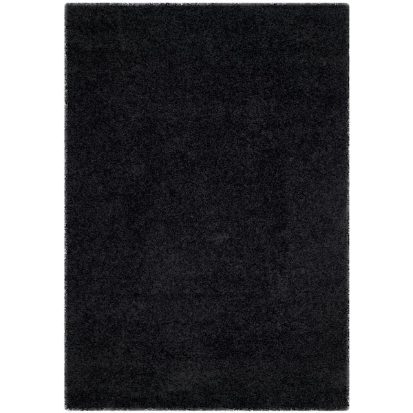 SAFAVIEH Laguna Shag Black 4 ft. x 6 ft. Solid Area Rug