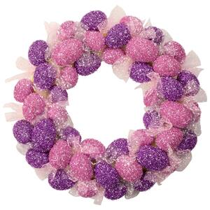 Northlight 4 in. Unlit Glittered Pink and Purple Easter Egg Wreath