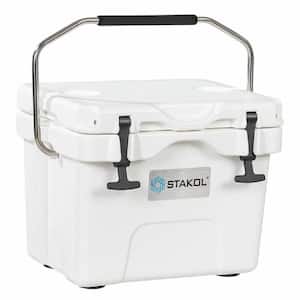 16 qt. 24-Can Capacity White Portable Insulated Ice Cooler with 2-Cup Holders