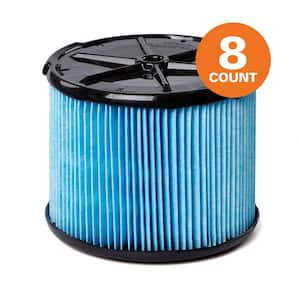Fine Dust Pleated Paper Wet/Dry Vac Replacement Cartridge Filter for Most 3 to 4.5 Gallon RIDGID Shop Vacuums (8-Pack)