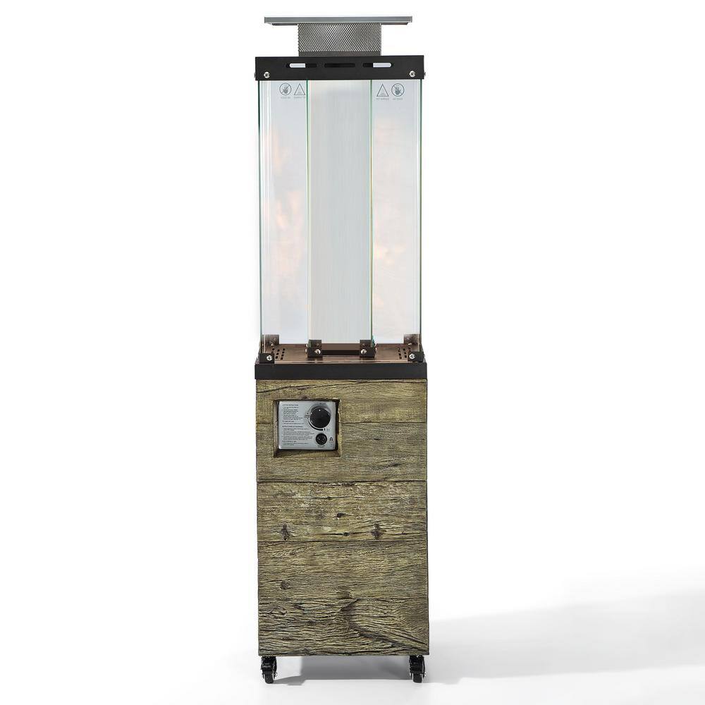 61 in. 41,000 BTU Propane Gas Outdoor Fire Patio Standing Heater with Glass