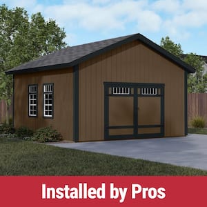 Professionally Installed Camden 16 ft. W x 16 ft. D Wood Storage Shed with Black Shingles (256 sq. ft.)