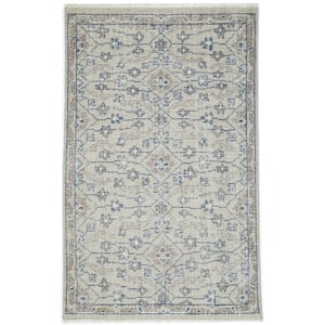 Brown 5 ft. x 8 ft. Rectangle Floral Wool, Cotton, Polyester Area Rug