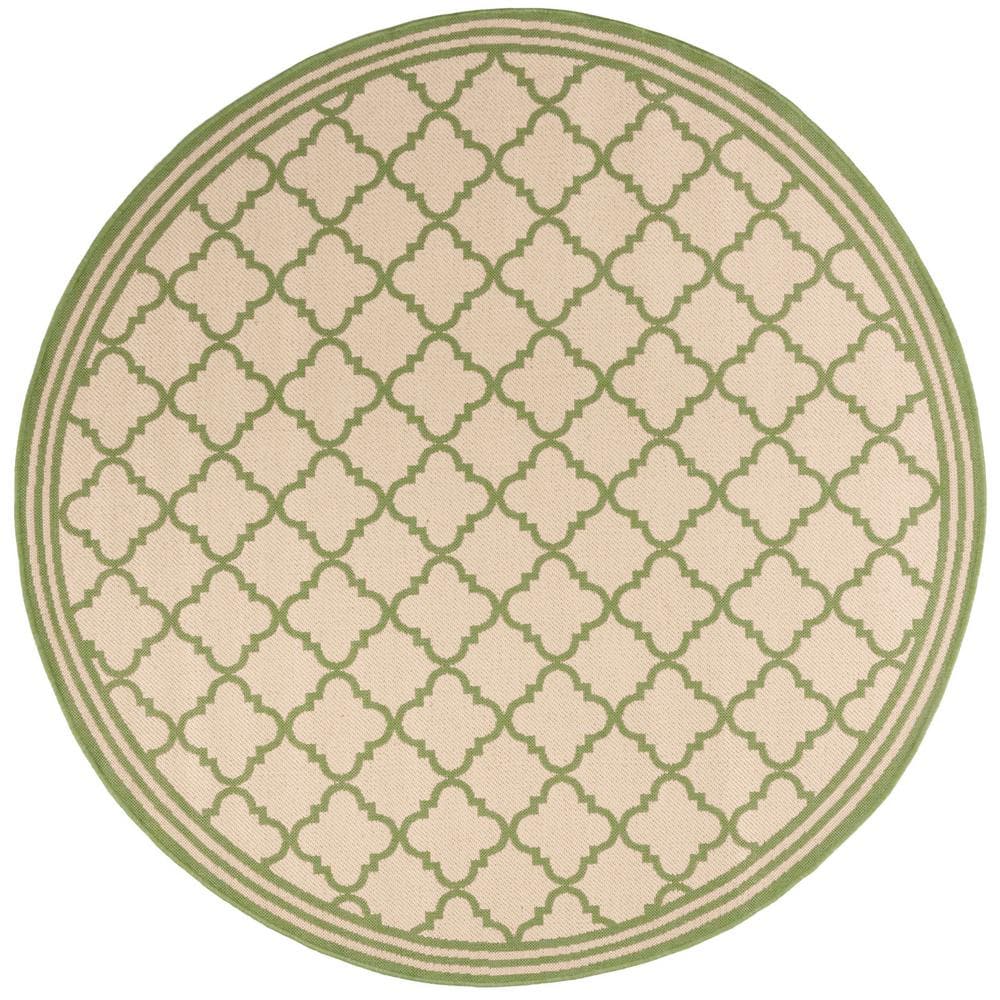 Linden Cream/Olive 7 ft. x 7 ft. Round Geometric Trellis Border Area Rug price history on PriceWatchPro