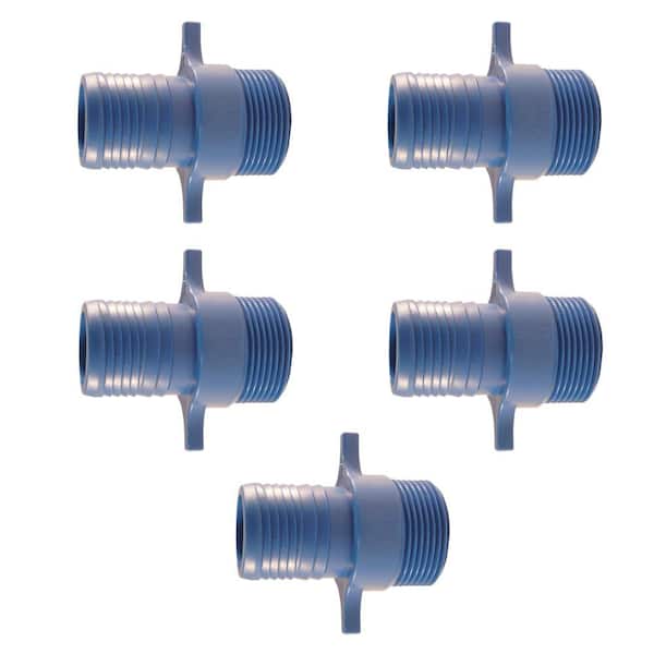 Apollo 1 in. x 1 in. Barb Insert Blue Twister Polypropylene x MPT Adapter Fitting (5-Pack)