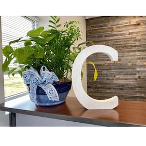 16 in. Distressed White Wash Wooden Initial Letter C Specialty Sculpture