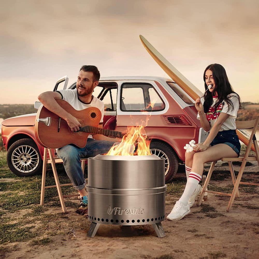 TURBRO 19 Inch Stainless Steel Smokeless Fire Pit with Stand