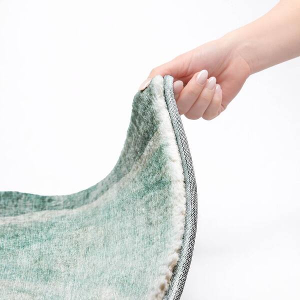 Dream Shag Premium Machine Washable Abstract ADS667 Teal 8 ft. x 10 ft. Area Rug
