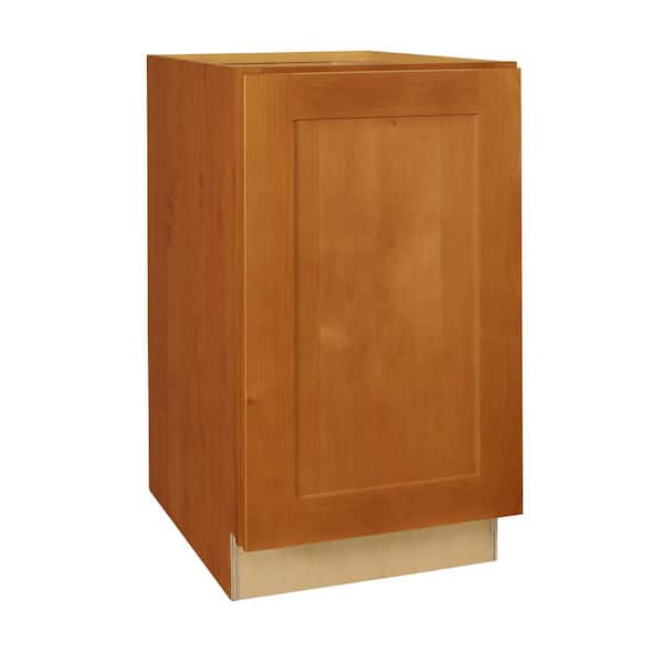 Home Decorators Collection Hargrove Cinnamon Stain Plywood Shaker Assembled Base Kitchen Cabinet FH Right Soft Close 15 in W x 24 in D x 34.5 in H