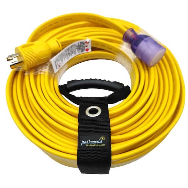 parkworld 50 ft. 10/4 30 Amp 125/240-Volt Locking L14-30 Generator Extension Cord with Lighted End(L14-30P to L14-30R), Yellow