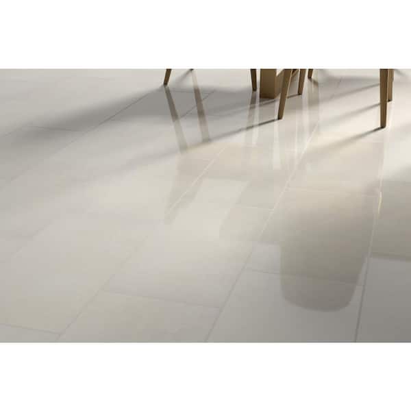 Sterlina Ivory 23.62 in. x 47.24 in. Polished Marble Look Porcelain Floor and Wall Tile (15.5 sq. ft./Case)