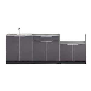 Slate Gray 4-Piece 97 in. W x 36.5 in. H x 24 in. D Outdoor Kitchen Cabinet Set