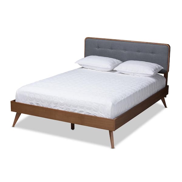 Baxton Studio Dilara Dark Gray and Walnut Full Platform Bed