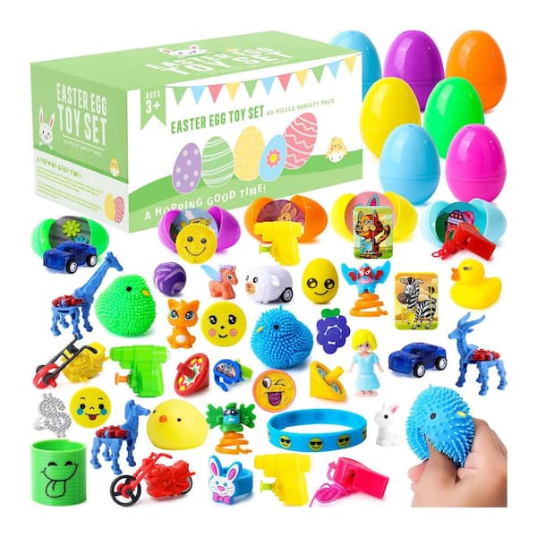 Joyfy 2.4 in. H 60 Colorful Prefilled Easter Eggs with toys and stickers