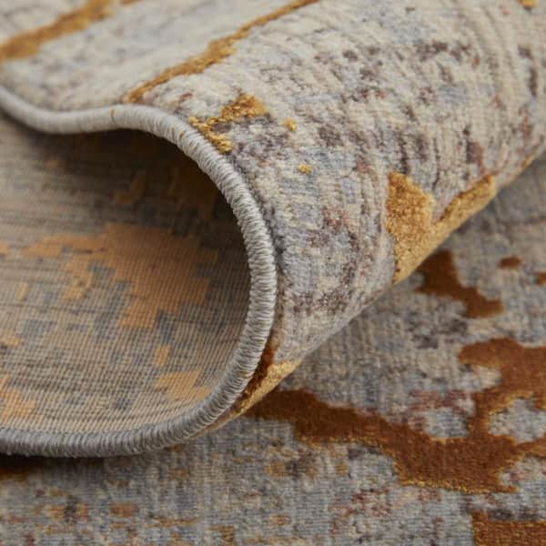 2 ft. x 3 ft. Gold, Brown, Gray Abstract Area Rug